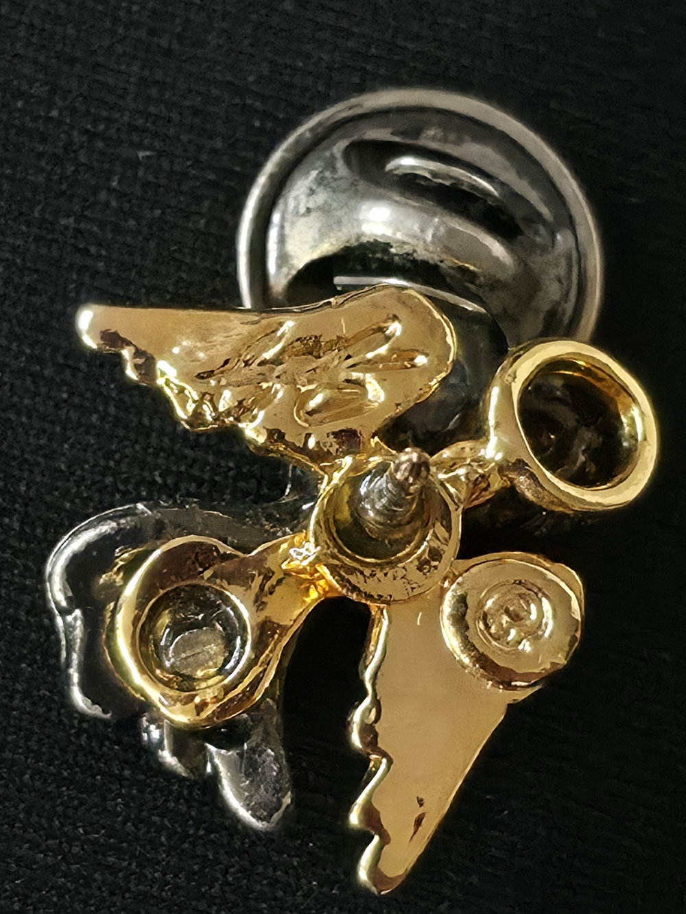 VTG USA Made Signed Pewter Gold Guardian Angel Pin 1cm - Picture 2 of 6